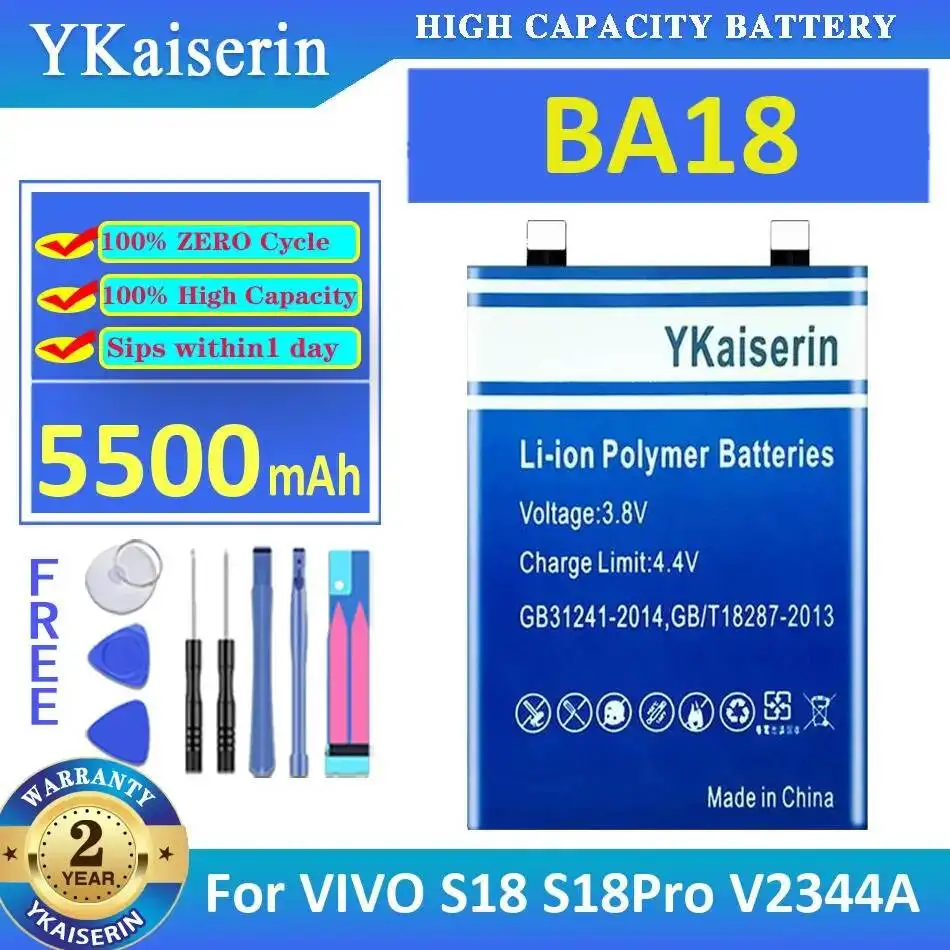 Mobile Phone Battery BA18 For Vivo S18 S18pro V2344A High Compatibility 5500Mah
Mobile Phone Battery BA18 For Vivo S18 S18pro V2344A High Compatibility 5500Mah