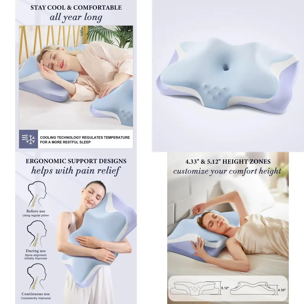 Memory Foam Pillow with Cooling Effect for Neck Pain Relief, Ergonomic Design for Side and Back Sleepers, Light Blue with Luxury
Memory Foam Pillow with Cooling Effect for Neck Pain Relief, Ergonomic Design for Side and Back Sleepers, Light Blue with Luxury