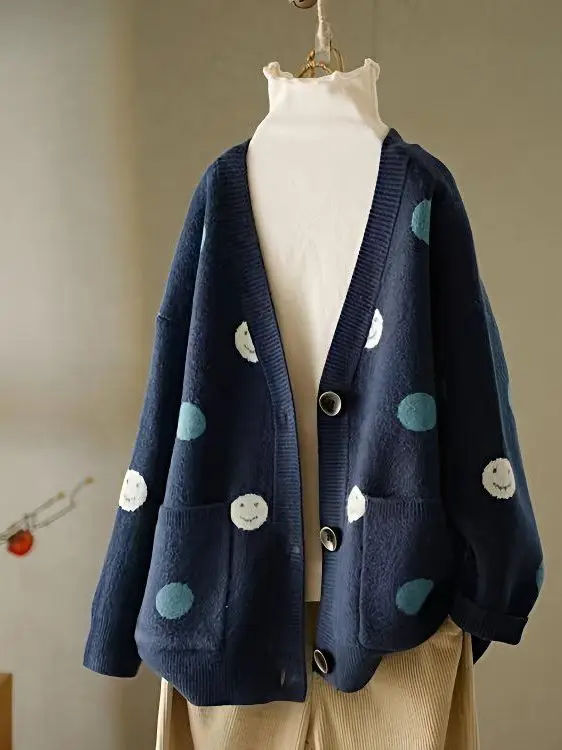 Вязаный свитер в горошек с цветочным принтом в стиле ретро, женский ранний осенний свободный крой с ленивым лицом, V Ne Long Sve, вязаное зимнее пальто
Вязаный свитер в горошек с цветочным принтом в стиле ретро, женский ранний осенний свободный крой с ленивым лицом, V Ne Long Sve, вязаное зимнее пальто