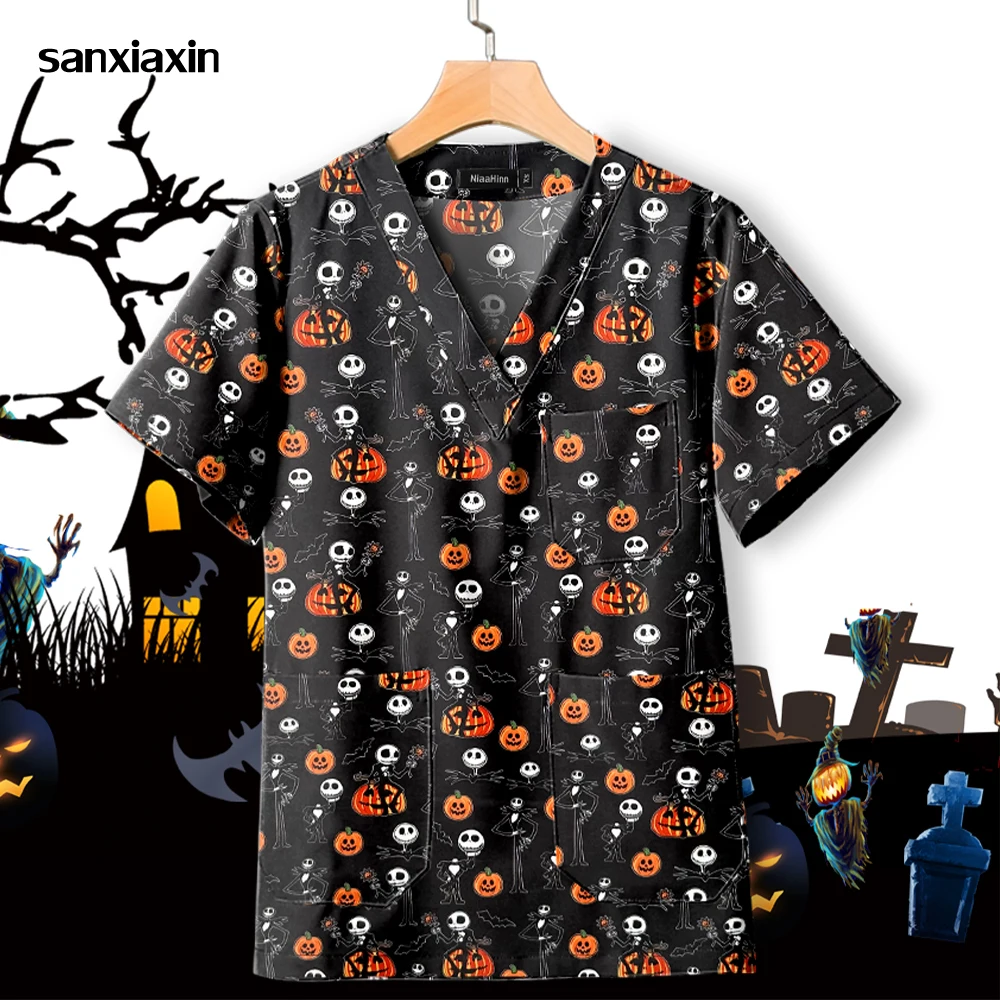 Pet Clinic Work T-shirts Medical Scrubs Tops Halloween Printing Uniforms Tops Professionals Nursing Uniforms Vet Dentist Blouse
Pet Clinic Work T-shirts Medical Scrubs Tops Halloween Printing Uniforms Tops Professionals Nursing Uniforms Vet Dentist Blouse
