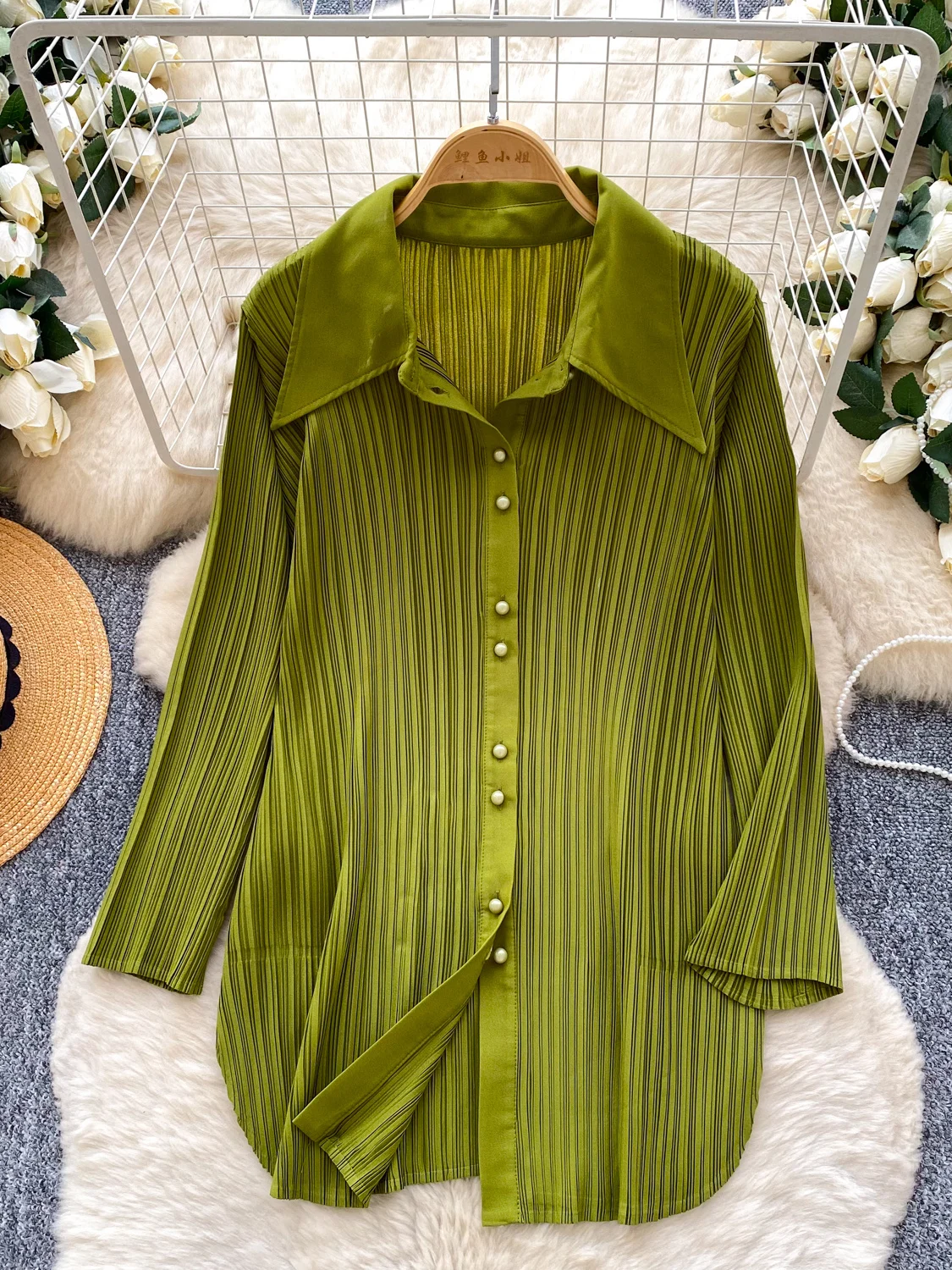 Breathable Loose Long Sleeve Women's Shirt Korean Commute Style Green Stripe Skin-friendly Spring Fashion Casual Top
Breathable Loose Long Sleeve Women's Shirt Korean Commute Style Green Stripe Skin-friendly Spring Fashion Casual Top