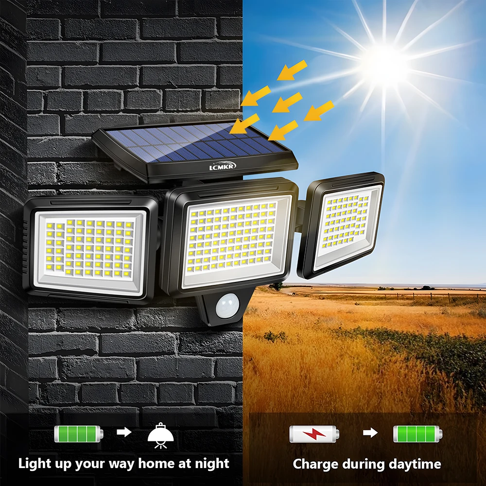 Solar Lights Outdoor, 210 LEDs Solar Powered Motion Sensor Flood Lights with Remote, Led Solar Security Wall Lights for Outside
Solar Lights Outdoor, 210 LEDs Solar Powered Motion Sensor Flood Lights with Remote, Led Solar Security Wall Lights for Outside