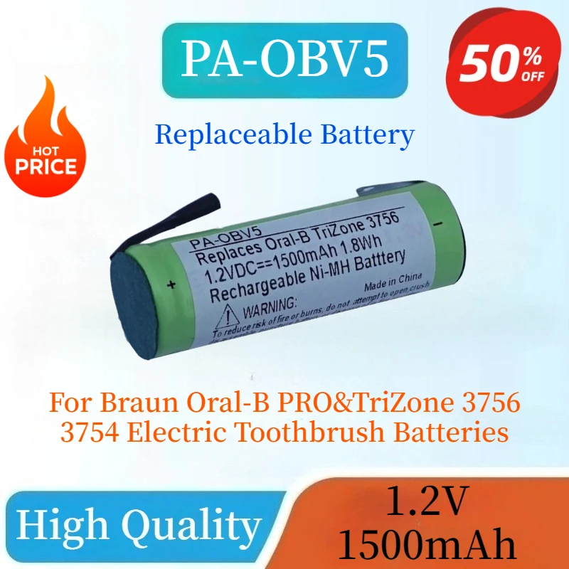 Brand New 1.2V 1500mAh PA-OBV5 Rechargeable Ni-MH Battery for Braun Oral-B PRO&TriZone 3756 3754 Electric Toothbrush Batteries
Brand New 1.2V 1500mAh PA-OBV5 Rechargeable Ni-MH Battery for Braun Oral-B PRO&TriZone 3756 3754 Electric Toothbrush Batteries