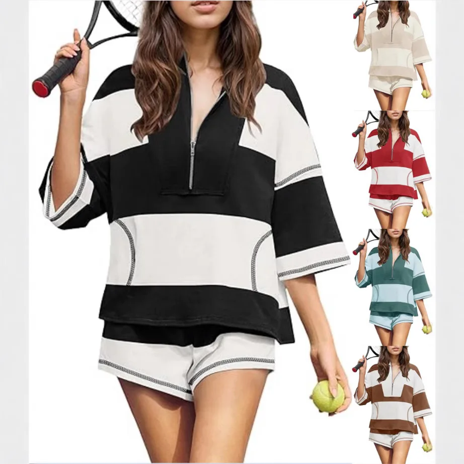 2025 Spring - Summer New Ladies' Striped Short - Sleeve Oversized Shirt and Shorts Casual Sportswear Two - Piece Set
2025 Spring - Summer New Ladies' Striped Short - Sleeve Oversized Shirt and Shorts Casual Sportswear Two - Piece Set