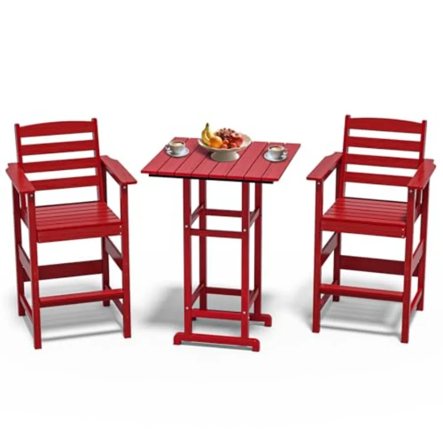 Adirondack Bar High Chair Set 3-Pieces, Adirondack Chairs Set of with Table, HDPE All-Weather Patio Furniture for Balcony, Back
Adirondack Bar High Chair Set 3-Pieces, Adirondack Chairs Set of with Table, HDPE All-Weather Patio Furniture for Balcony, Back