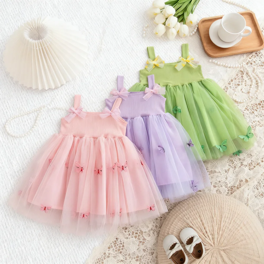 Платье для девочек, летнее сетчатое платье на тонких бретельках с бабочкой, очаровательное свадебное платье с цветочным узором для девочек, одежда для маленьких девочек
Платье для девочек, летнее сетчатое платье на тонких бретельках с бабочкой, очаровательное свадебное платье с цветочным узором для девочек, одежда для маленьких девочек