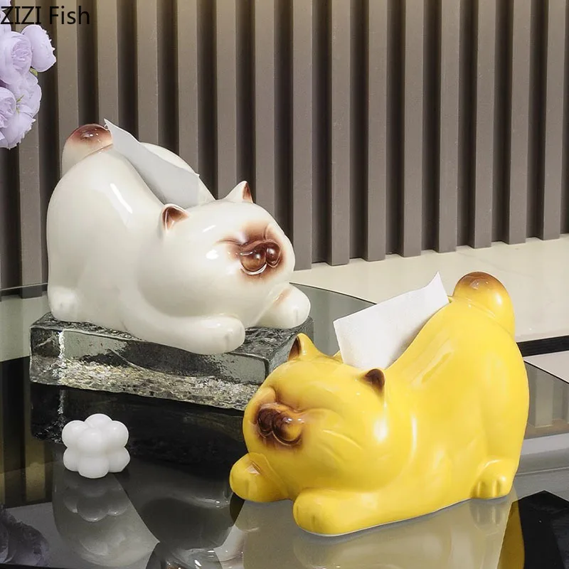 Cute Siamese Kitten Ceramic Tissue Box Coffee Table Desk Decoration Cartoon Cat Tissue Box Bedside Table Paper Towel Case
Cute Siamese Kitten Ceramic Tissue Box Coffee Table Desk Decoration Cartoon Cat Tissue Box Bedside Table Paper Towel Case