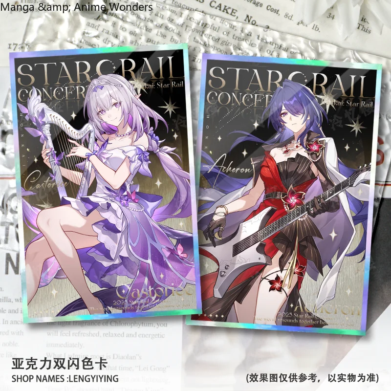 Аниме Honkai: Star Rail Castorice Acheron, акриловая цветная карта с двойной вспышкой, цветная бумага, фирменная карта, украшение для рабочего стола
Аниме Honkai: Star Rail Castorice Acheron, акриловая цветная карта с двойной вспышкой, цветная бумага, фирменная карта, украшение для рабочего стола