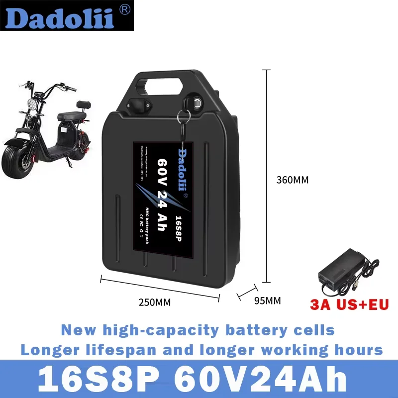 Harley Citycoco 60V12Ah-24Ah electric motorcycle waterproof 18650 lithium battery suitable for Citycoco electric scooter battery
Harley Citycoco 60V12Ah-24Ah electric motorcycle waterproof 18650 lithium battery suitable for Citycoco electric scooter battery