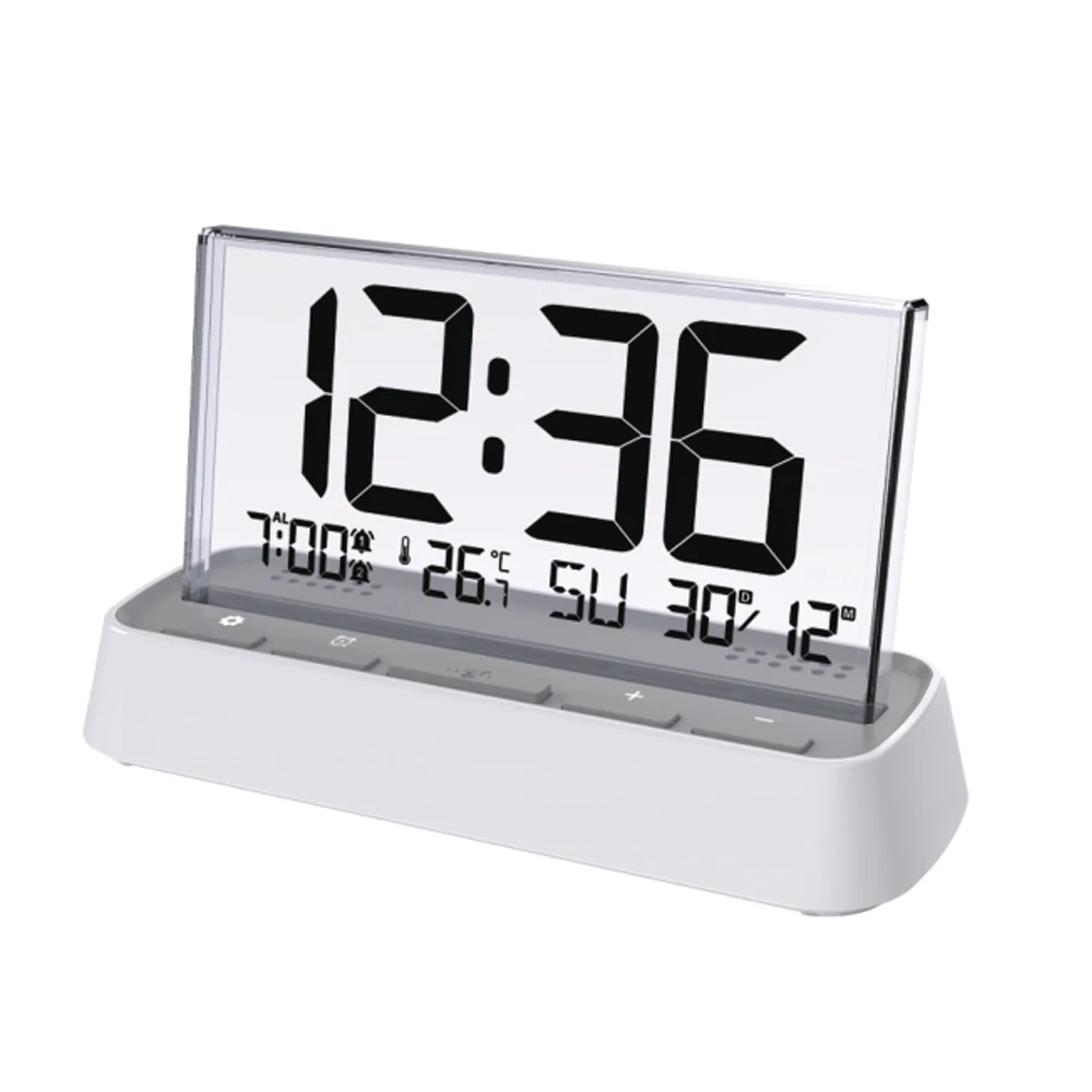 Transparent LCD Digital Alarm Clock Therometer Date Week Temperature Display Dual Alarms 12/24H Snooze Table Clocks Backlight
Transparent LCD Digital Alarm Clock Therometer Date Week Temperature Display Dual Alarms 12/24H Snooze Table Clocks Backlight