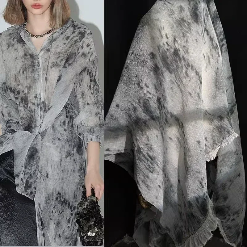 Light Ink Gray Pleated Yarn Fabric Tie Dyed Chinese Style Blend Dyed Artificial Silk Lightweight Artistic Dress Clothing Fabric
Light Ink Gray Pleated Yarn Fabric Tie Dyed Chinese Style Blend Dyed Artificial Silk Lightweight Artistic Dress Clothing Fabric