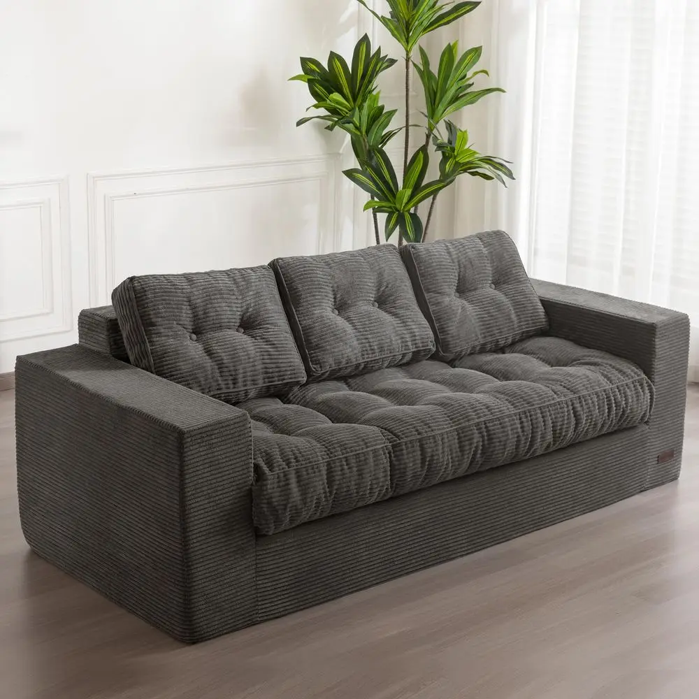 3 Seater Couch for Living Room, Boneless Couch with Tufted Cushion amp Backrest, Upholstered Floor Sofa, Sofa in A Box, Dark Gr
3 Seater Couch for Living Room, Boneless Couch with Tufted Cushion amp Backrest, Upholstered Floor Sofa, Sofa in A Box, Dark Gr