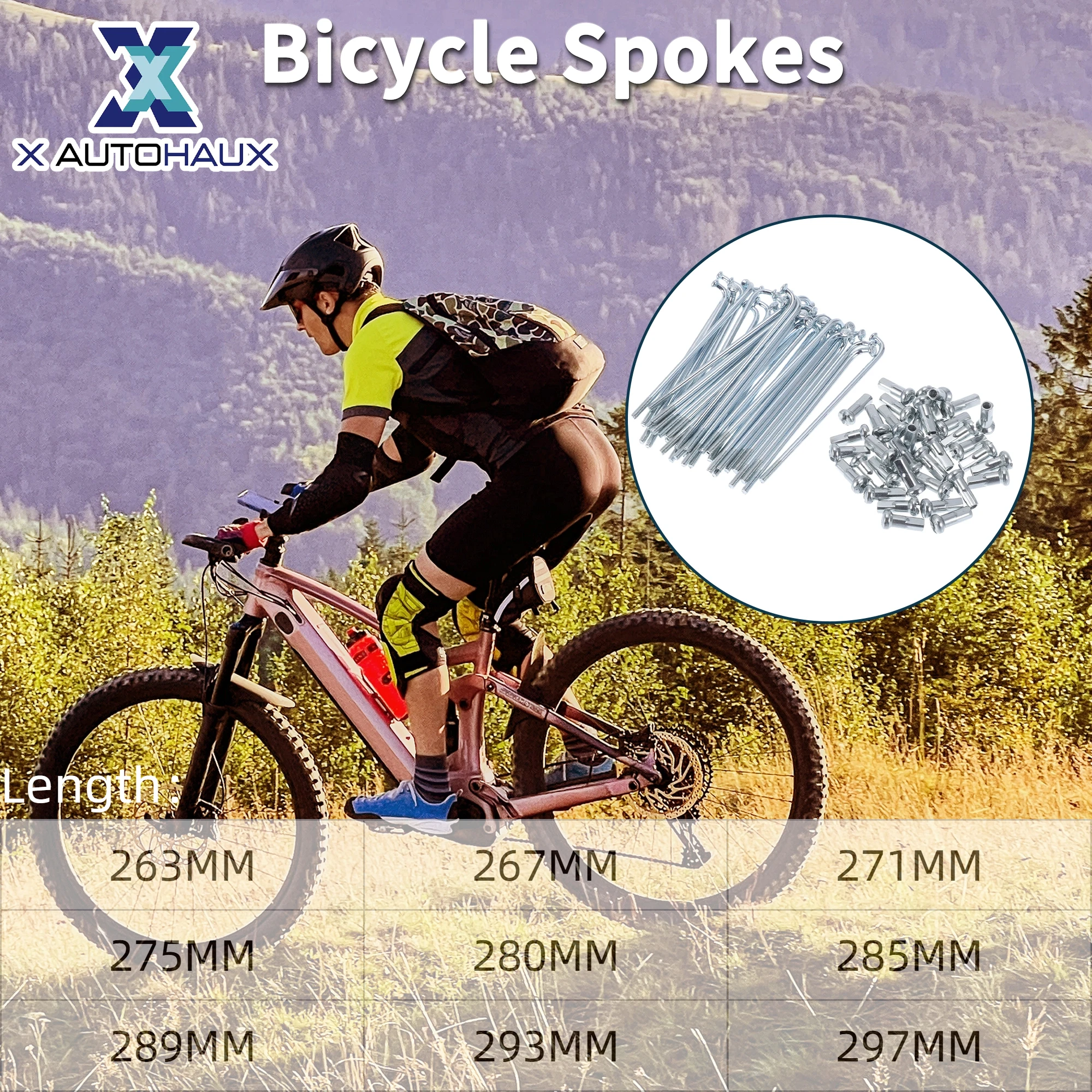 X Autohaux 1 Set 13G 263mm 267mm 271mm 275mm 280mm 285mm 289mm 293mm 297mm Length Bicycle Spokes 45 Steel Galvanized Universal
X Autohaux 1 Set 13G 263mm 267mm 271mm 275mm 280mm 285mm 289mm 293mm 297mm Length Bicycle Spokes 45 Steel Galvanized Universal