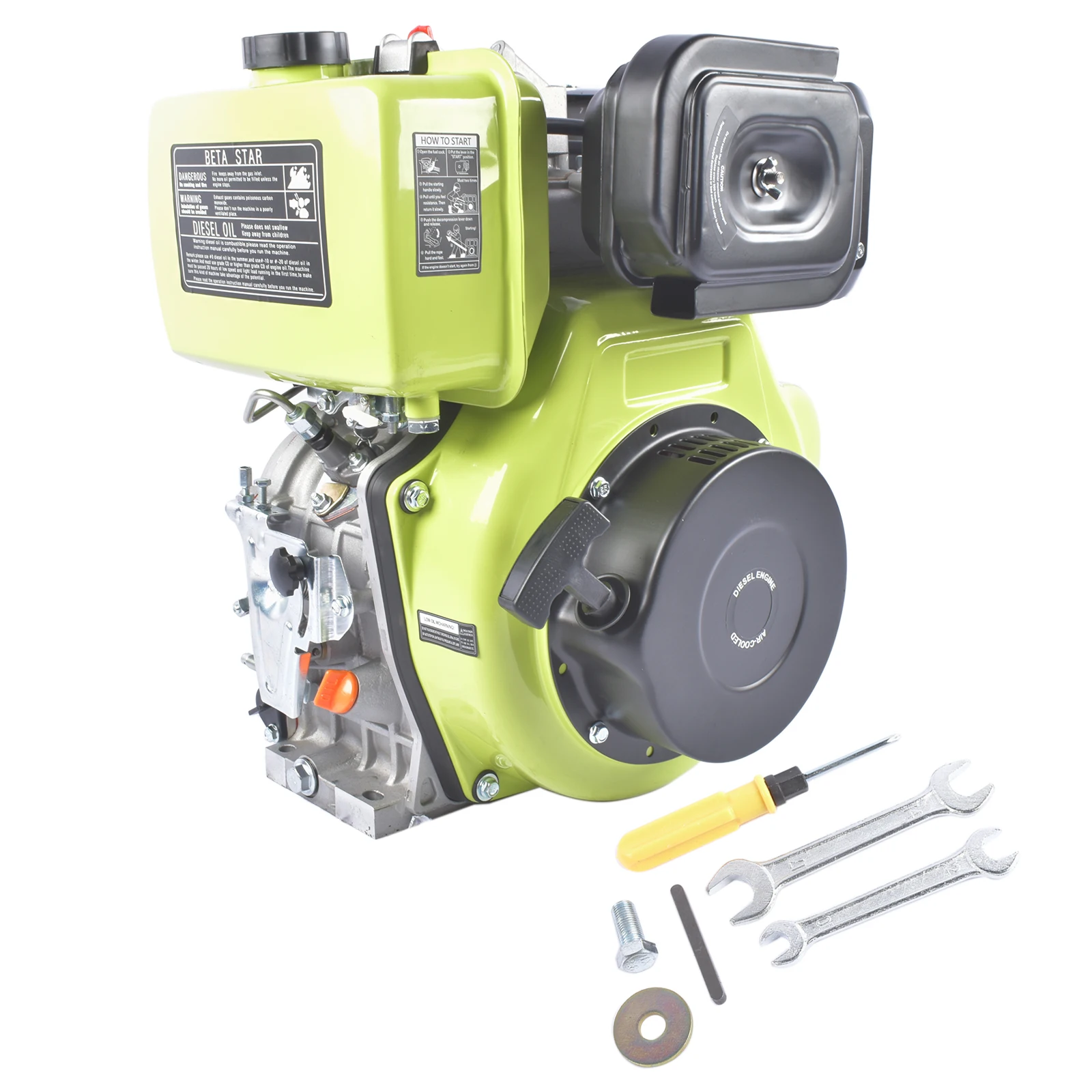 10HP 4Stroke Single-Cylinder Diesel Engine 418CC 6300W Recoil 3600RPM Air Cooled (Green)
10HP 4Stroke Single-Cylinder Diesel Engine 418CC 6300W Recoil 3600RPM Air Cooled (Green)