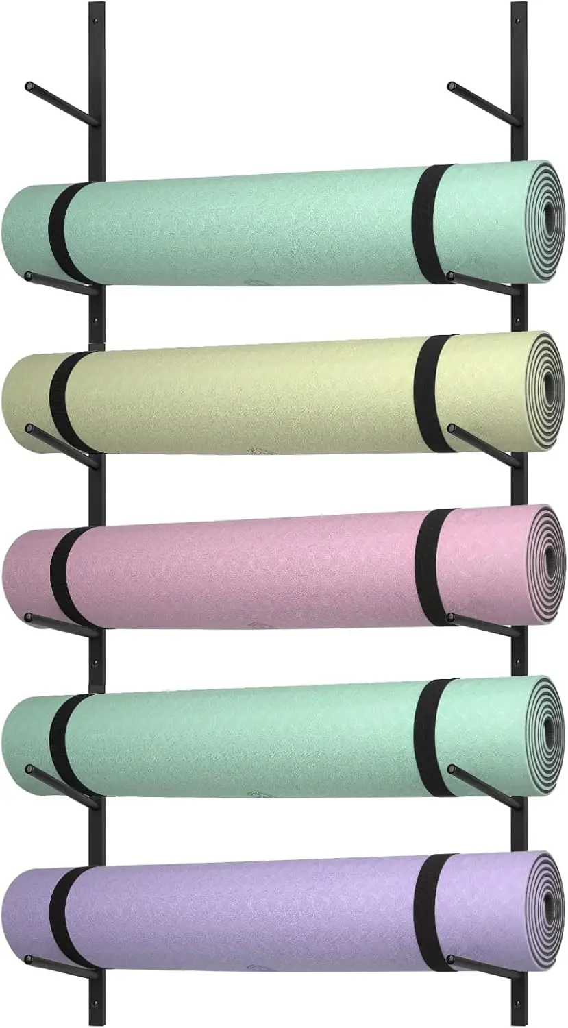 6-Tier Yoga Mat Rack Wall Mount Holder, Storage for Foam Rollers & Resistance Bands, Holds 30 lbs
6-Tier Yoga Mat Rack Wall Mount Holder, Storage for Foam Rollers & Resistance Bands, Holds 30 lbs