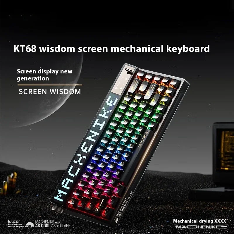 Kt68 Smart Screen Three-mode Customized Mechanical Keyboard Wireless Cyberpunk Style Transparent Panel Ice Cube Kailh Axis Body
Kt68 Smart Screen Three-mode Customized Mechanical Keyboard Wireless Cyberpunk Style Transparent Panel Ice Cube Kailh Axis Body