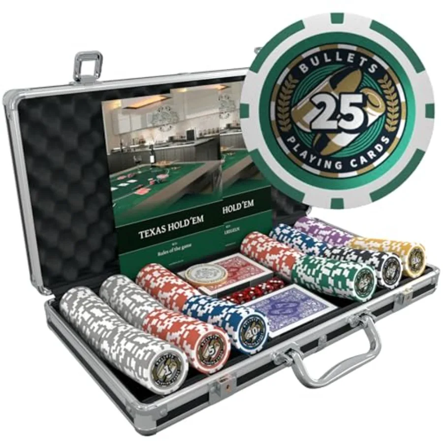 Poker Set Christopher Plastic Poker 12 g with Aluminum Case, Plastic Playing Cards and Dice Texas Hold'em, Numbered Values
Poker Set Christopher Plastic Poker 12 g with Aluminum Case, Plastic Playing Cards and Dice Texas Hold'em, Numbered Values