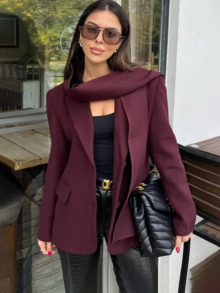 TARUXY Fashion Woolen Blazer Jacket With Scarf Women's Loose Solid Pockets Long Sleeve Suits Coat Office Lady Versatile Outwear
TARUXY Fashion Woolen Blazer Jacket With Scarf Women's Loose Solid Pockets Long Sleeve Suits Coat Office Lady Versatile Outwear
