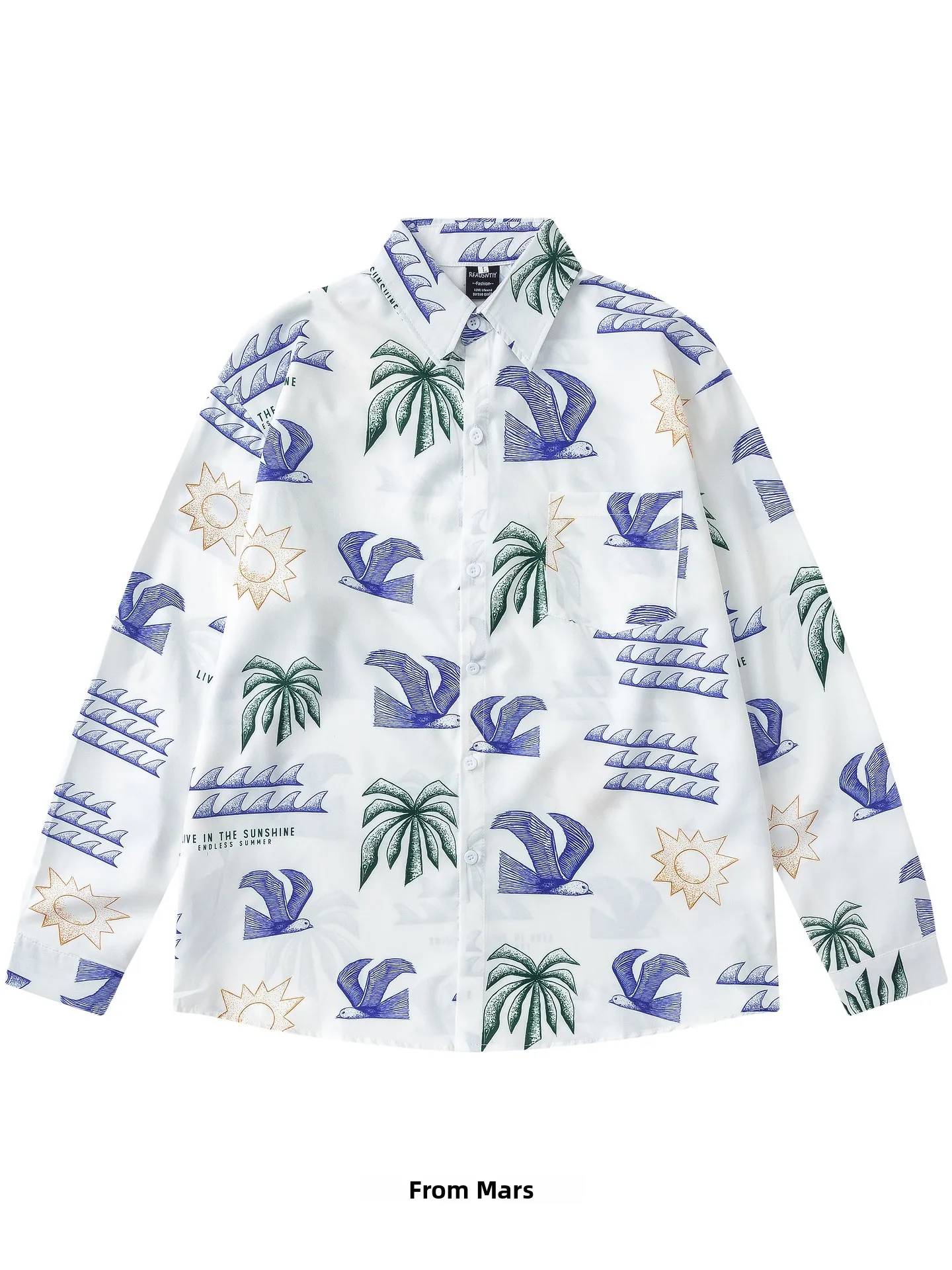 Loose Long Sve Plant Beach Print Holiday Sle Lazy BF irt from Sea Bird Japanese Sle Casual Youth Polyester Fiber
Loose Long Sve Plant Beach Print Holiday Sle Lazy BF irt from Sea Bird Japanese Sle Casual Youth Polyester Fiber