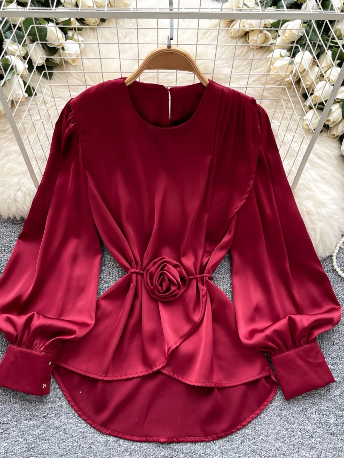 Women's Atmosphere Sensation Shirt Light Maturity Style Unique Design Asymmetrical Belted Waist Lantern Sleeve Slimming Silk ...
Women's Atmosphere Sensation Shirt Light Maturity Style Unique Design Asymmetrical Belted Waist Lantern Sleeve Slimming Silk ...