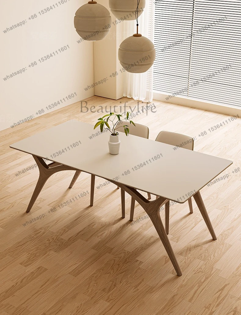 Nordic solid wood rock slab dining table Modern simple ash wood rectangular household white rock slab dining table
Nordic solid wood rock slab dining table Modern simple ash wood rectangular household white rock slab dining table