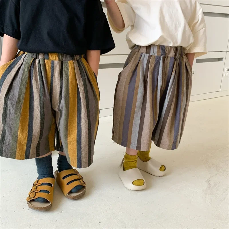 2025 Spring Summer Unisex Children Loose Casual Wide Leg Trousers Korean Style Striped Kids Calf-length Pants
2025 Spring Summer Unisex Children Loose Casual Wide Leg Trousers Korean Style Striped Kids Calf-length Pants