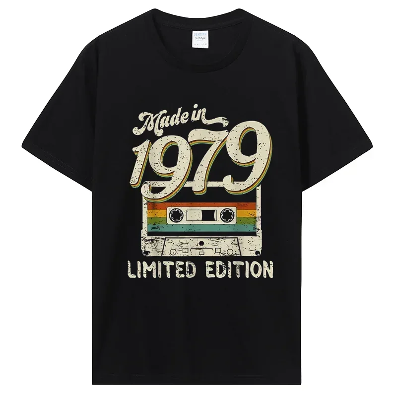 Men's retro cotton T-shirt, oversized printed T-shirt, birthday gift, limited edition, 1979
Men's retro cotton T-shirt, oversized printed T-shirt, birthday gift, limited edition, 1979