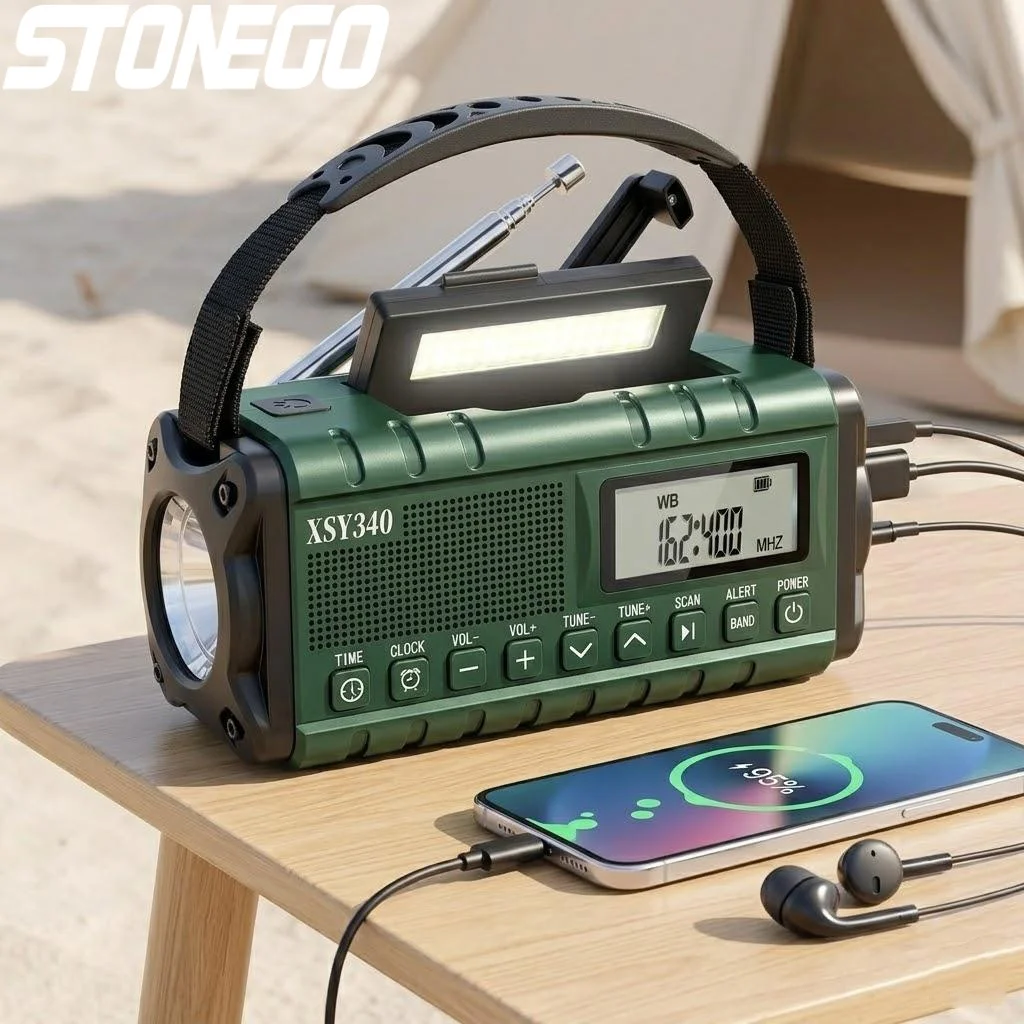 10000mAh Portable Hand Crank Solar Power Bank Radio AMFM Weather Alert TypeC Charging LED Flashlight SOS Alarm
10000mAh Portable Hand Crank Solar Power Bank Radio AMFM Weather Alert TypeC Charging LED Flashlight SOS Alarm