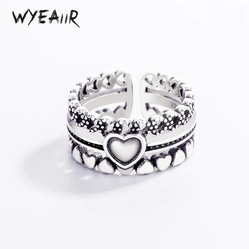 WYEAIIR 925 Sterling Silver Multilayer Sweet Romantic Heart Retro Resizable Opening Ring For Women Fine Jewelry
WYEAIIR 925 Sterling Silver Multilayer Sweet Romantic Heart Retro Resizable Opening Ring For Women Fine Jewelry