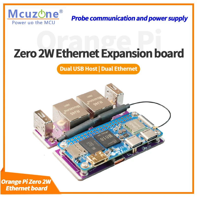 Orange Pi Zero 2W Ethernet Expansion board, Dual USB Host and Dual Ethernet