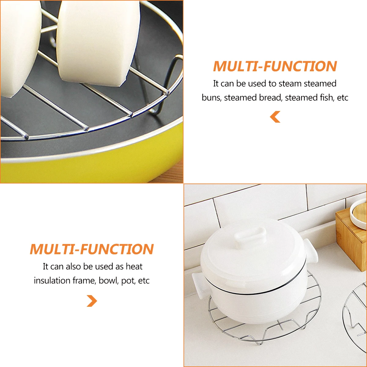 Stainless Steel Steamer Rack 21x4.8 Silver Heavy Duty Kitchen Cooking Accessory for Pots Pans Dishes Heat Insulation
Stainless Steel Steamer Rack 21x4.8 Silver Heavy Duty Kitchen Cooking Accessory for Pots Pans Dishes Heat Insulation