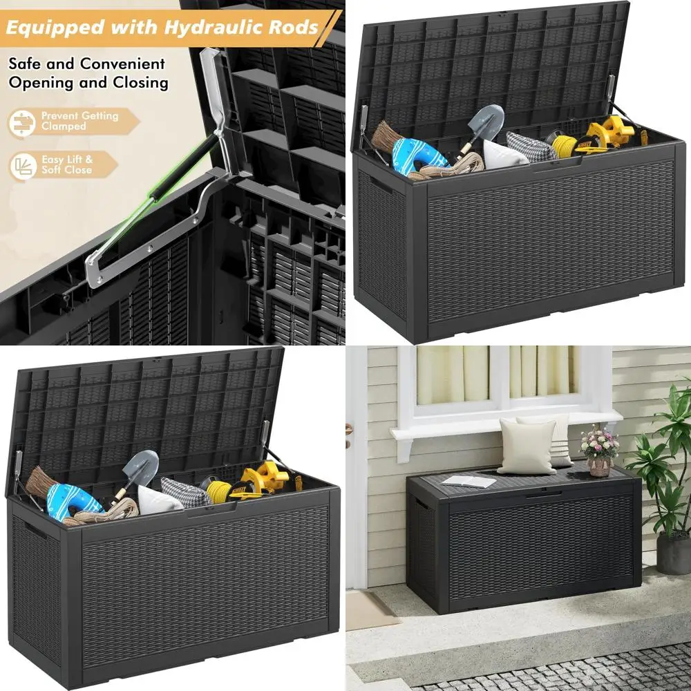 102 Gallon Large Waterproof Resin Deck Box, Lockable Outdoor Storage Box with Gas Lift, Patio Cushions, Garden Tools, Pool Suppl
102 Gallon Large Waterproof Resin Deck Box, Lockable Outdoor Storage Box with Gas Lift, Patio Cushions, Garden Tools, Pool Suppl