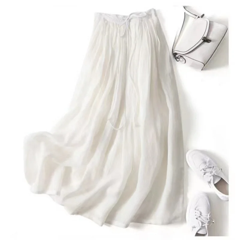 Casual Elastic High Waist A-Line Beach Skirts Summer Cotton Linen Maxi Skirt for Women Elastic Waist Draping Long Skirts
Casual Elastic High Waist A-Line Beach Skirts Summer Cotton Linen Maxi Skirt for Women Elastic Waist Draping Long Skirts