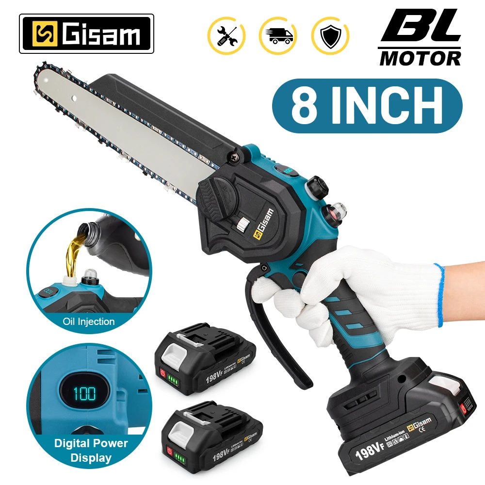 8 Inch Brushless Electric Chain Saw Cordless Woodworking Handheld Pruning Chainsaw Garden Cutting Tools for Makita 18V Battery
8 Inch Brushless Electric Chain Saw Cordless Woodworking Handheld Pruning Chainsaw Garden Cutting Tools for Makita 18V Battery