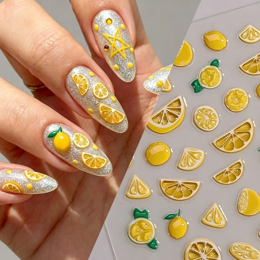1Pc 5D Embossed Lemon Nail Art Stickers Self Adhesive Summer Fruit Designs Nail Decals Long Lasting DIY Manicure Nails Decor
1Pc 5D Embossed Lemon Nail Art Stickers Self Adhesive Summer Fruit Designs Nail Decals Long Lasting DIY Manicure Nails Decor