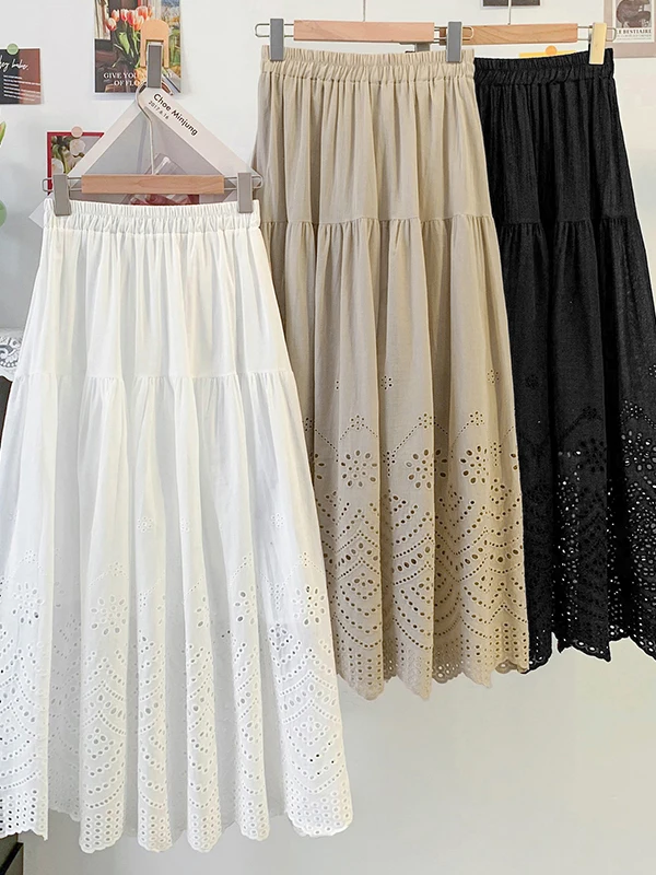 Весенне-летняя женская юбка из чистого хлопка с вышивкой и кружевом, ажурная, с эластичной талией, А-силуэт, художественная, элегантная
Весенне-летняя женская юбка из чистого хлопка с вышивкой и кружевом, ажурная, с эластичной талией, А-силуэт, художественная, элегантная