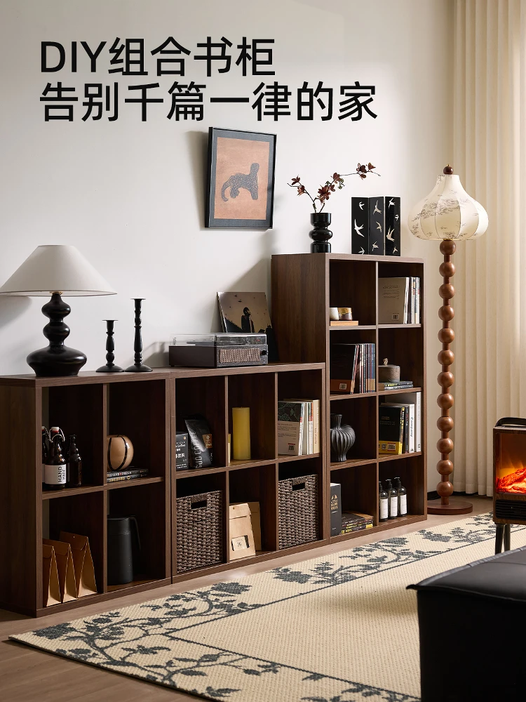 Solid wood bookshelf Floor-to-ceiling bookcase Shelf Free combination lattice cabinet Walnut cabinet TV cabinet
Solid wood bookshelf Floor-to-ceiling bookcase Shelf Free combination lattice cabinet Walnut cabinet TV cabinet