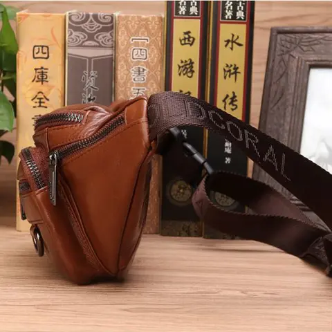 Men Belt Bag Genuine Leather Waist Fanny Pack Bag For Men Travel Retro Natural Skin Male Purse Cross Body Sling Chest Hip Bum Belt Bags