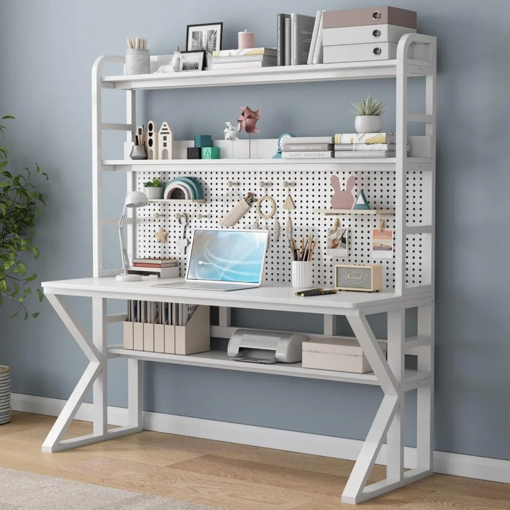 47" Computer Desk with Storage Shelves & Pegboard, Solid Wood Large Study Writing Workstation Table ,Home Office Desk
47" Computer Desk with Storage Shelves & Pegboard, Solid Wood Large Study Writing Workstation Table ,Home Office Desk