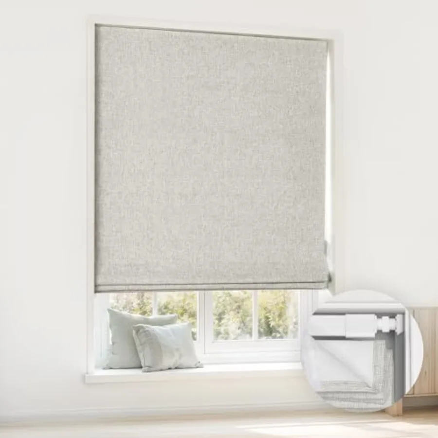No Tools No Drill Cordless Roman Shades for Windows, Blackout Thermal Insulated UV Blocking Window Blinds, Room Darkening Fabri
No Tools No Drill Cordless Roman Shades for Windows, Blackout Thermal Insulated UV Blocking Window Blinds, Room Darkening Fabri