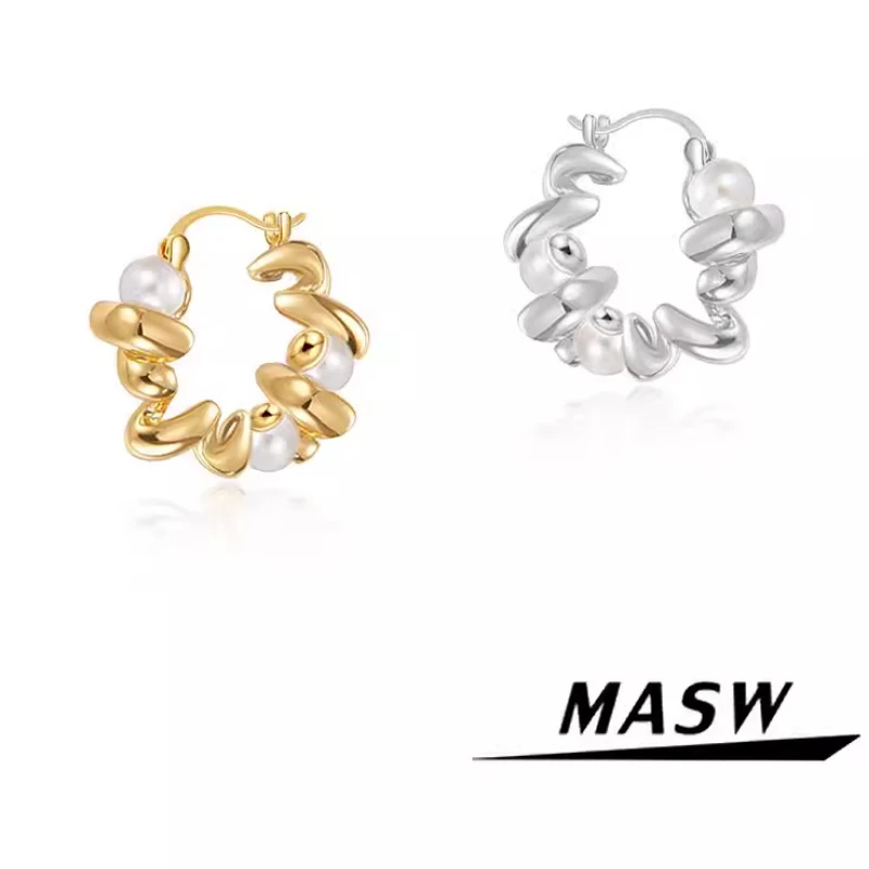 MASW Original Design Elegant Temperament Irregular Simulated Pearl Hoop Earrings For Women Wedding Gifts Modern Jewelry
MASW Original Design Elegant Temperament Irregular Simulated Pearl Hoop Earrings For Women Wedding Gifts Modern Jewelry