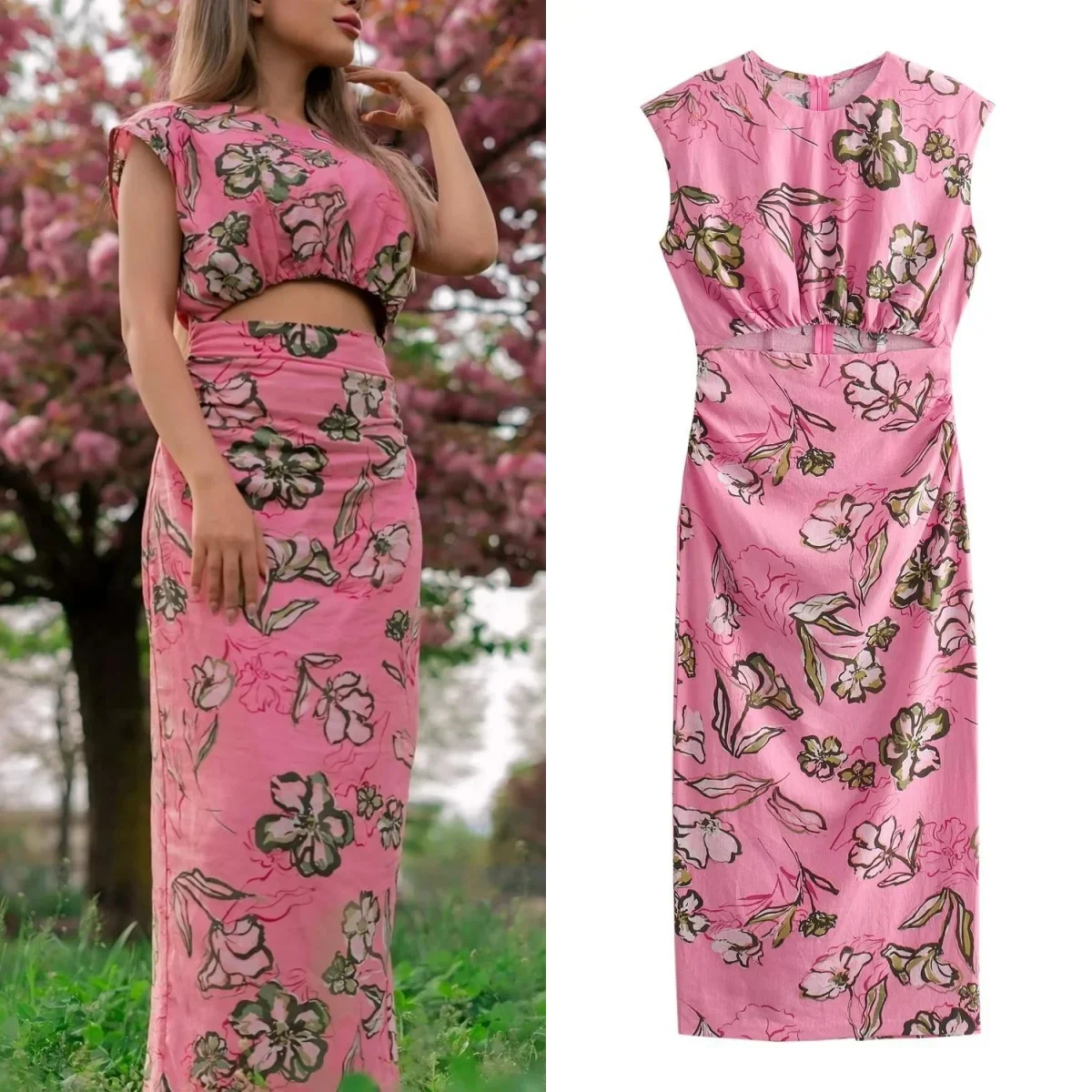PRINTKAOIR 2024 Women's Summer New Round Neck Sleeveless Open Design pleated and split linen blend printed dress
PRINTKAOIR 2024 Women's Summer New Round Neck Sleeveless Open Design pleated and split linen blend printed dress