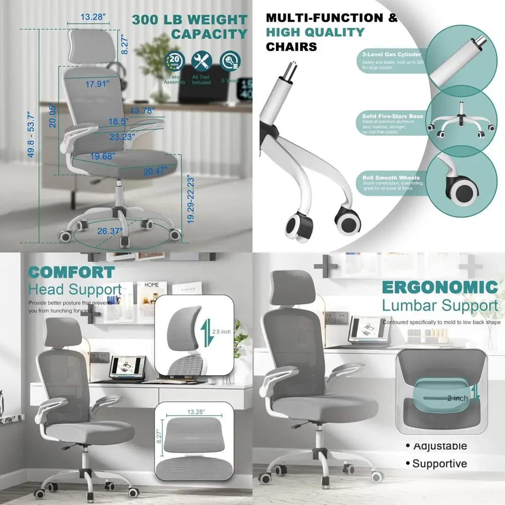Эргономичное офисное кресло с высокой спинкой и регулируемой поясницей и поддержкой головы Moon Grey
Эргономичное офисное кресло с высокой спинкой и регулируемой поясницей и поддержкой головы Moon Grey