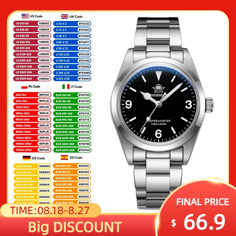 ADDIESDIVE Top Brand Men Luxury Stainless Steel Watch Sapphire Glass 100m Waterproof Luminous Quartz Watches AD2023 Reloj Hombre
ADDIESDIVE Top Brand Men Luxury Stainless Steel Watch Sapphire Glass 100m Waterproof Luminous Quartz Watches AD2023 Reloj Hombre