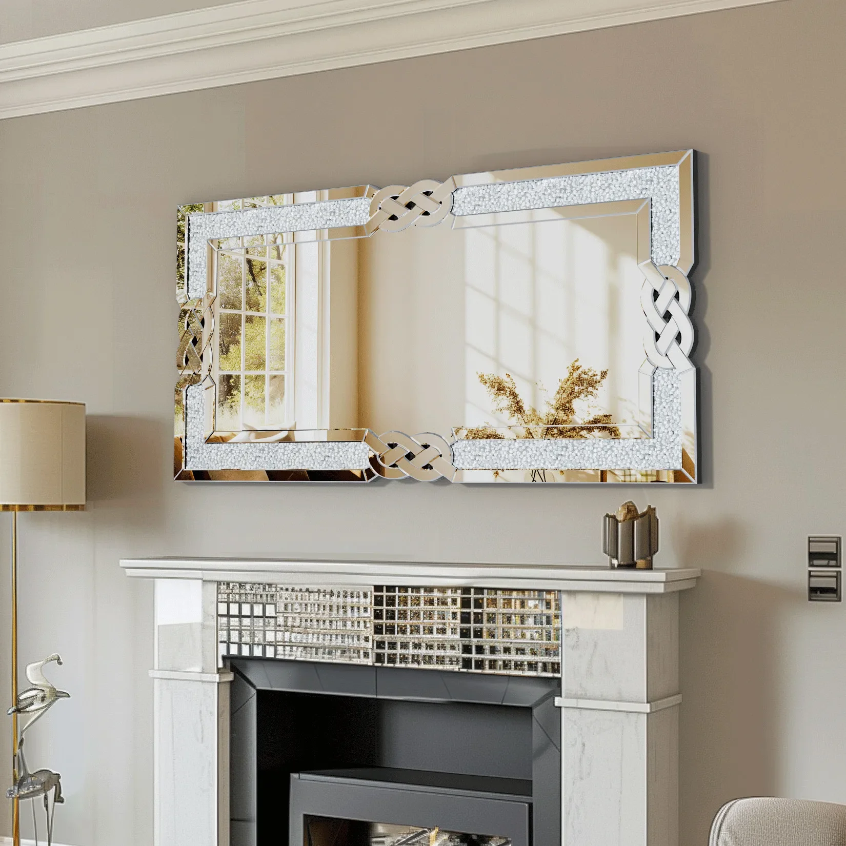 #For Wisfor Crushed Diamond Wall Mirror Rectangular Glass Silver Inlay Edge, Glam Style for Living Room, Bedroom, Home Hallw
#For Wisfor Crushed Diamond Wall Mirror Rectangular Glass Silver Inlay Edge, Glam Style for Living Room, Bedroom, Home Hallw