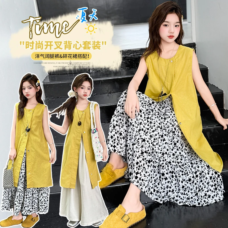 Girls' College Style Outfit: Summer Korean High-Waisted Wide-Leg Loose Straight Casual Sports Pants and Skirt Two-Piece Set
Girls' College Style Outfit: Summer Korean High-Waisted Wide-Leg Loose Straight Casual Sports Pants and Skirt Two-Piece Set