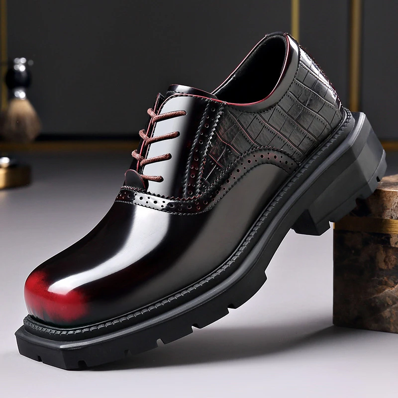 men fashion punk rock platform shoes lace-up carved brogue shoe designer square toe sneakers trendy patent leather cool footwear
men fashion punk rock platform shoes lace-up carved brogue shoe designer square toe sneakers trendy patent leather cool footwear