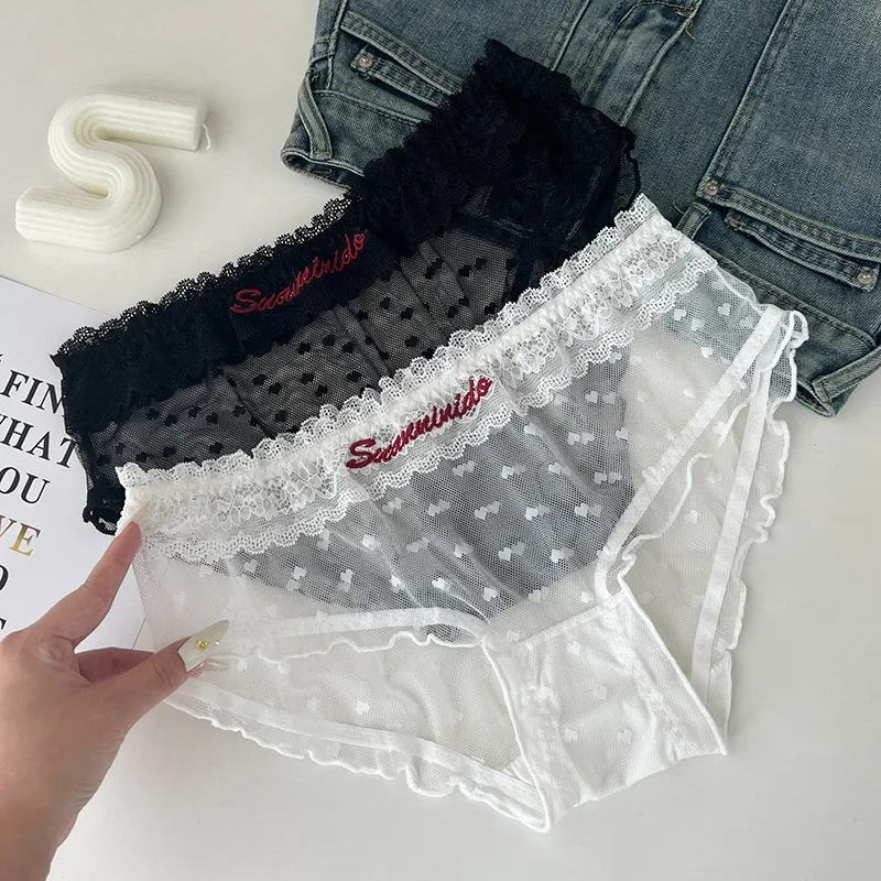 SP&CITY Letter Embroidery Transparent Sexy Women's Panties Cute Ruffle Lace Hollow Out Panties Thin Comfort Cotton Crotch Briefs
SP&CITY Letter Embroidery Transparent Sexy Women's Panties Cute Ruffle Lace Hollow Out Panties Thin Comfort Cotton Crotch Briefs