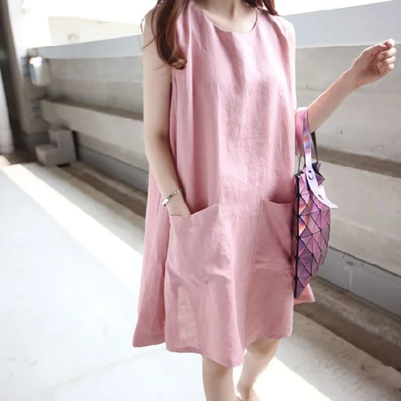 Fashion O-Neck Spliced Pockets Sleeveless Dress Female Clothing Summer New Loose Korean Solid Color Casual Dresses
Fashion O-Neck Spliced Pockets Sleeveless Dress Female Clothing Summer New Loose Korean Solid Color Casual Dresses
