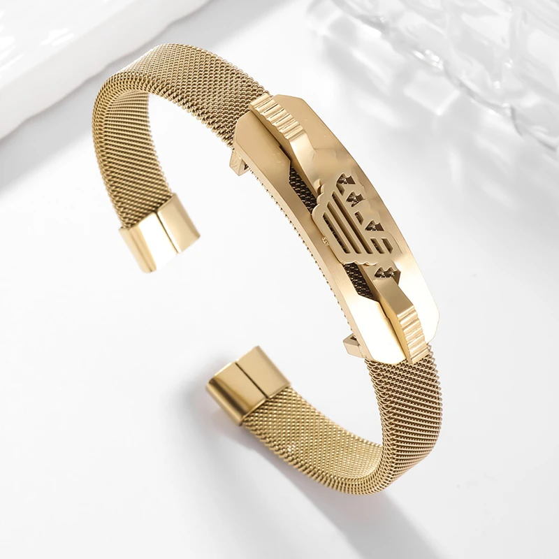 New Brand Mesh Stainless Steel Open Cuff Bangles Men Women Jewelry Trendy Sporty Wristband Charm Bracelets Pulsera
New Brand Mesh Stainless Steel Open Cuff Bangles Men Women Jewelry Trendy Sporty Wristband Charm Bracelets Pulsera